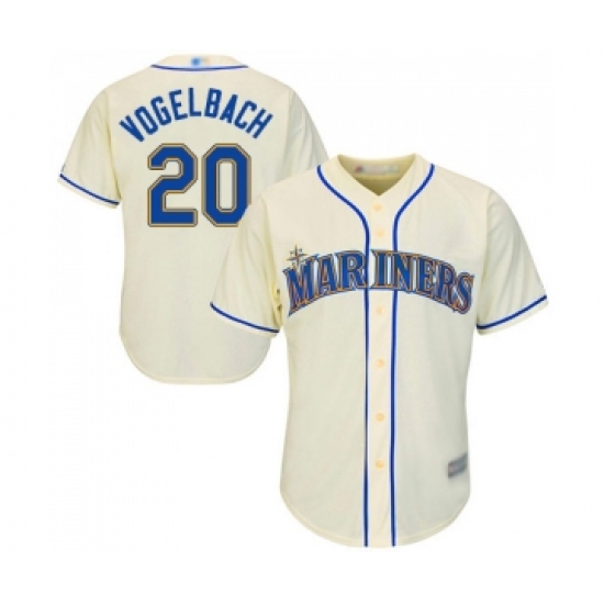 Men's Seattle Mariners 20 Dan Vogelbach Replica Cream Alternate Cool Base Baseball Jersey