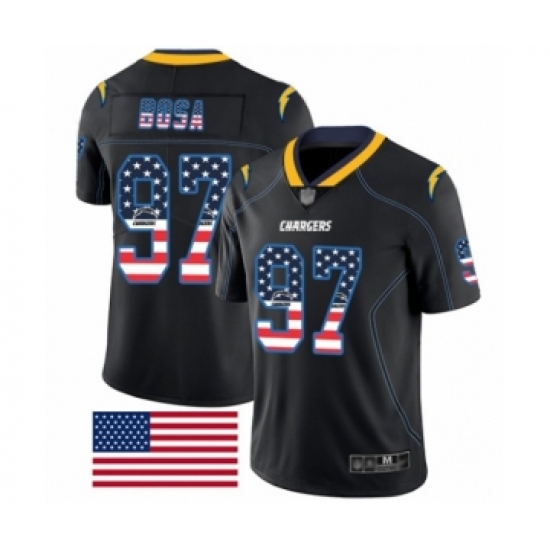 Men's Los Angeles Chargers 97 Joey Bosa Limited Black Rush USA Flag Football Jersey