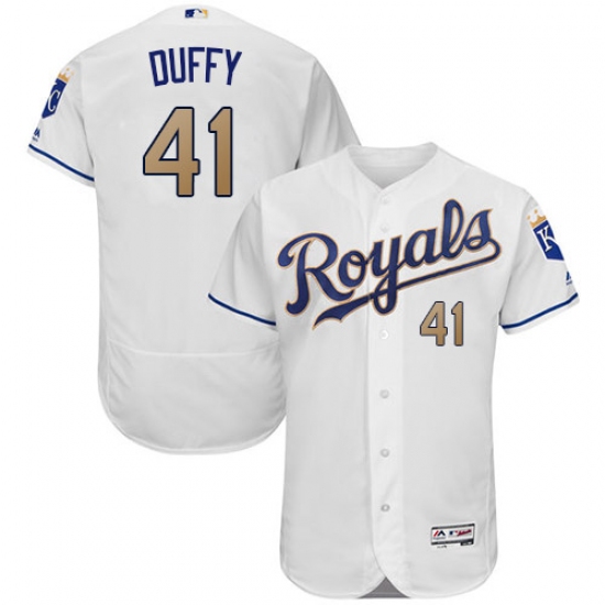Men's Majestic Kansas City Royals 41 Danny Duffy White Flexbase Authentic Collection MLB Jersey
