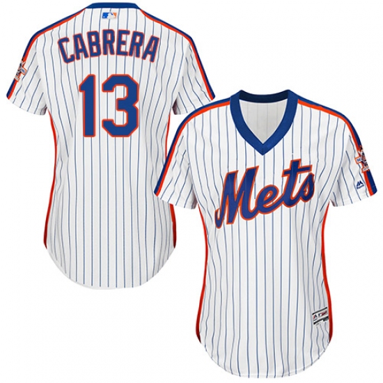 Women's Majestic New York Mets 13 Asdrubal Cabrera Authentic White Alternate Cool Base MLB Jersey