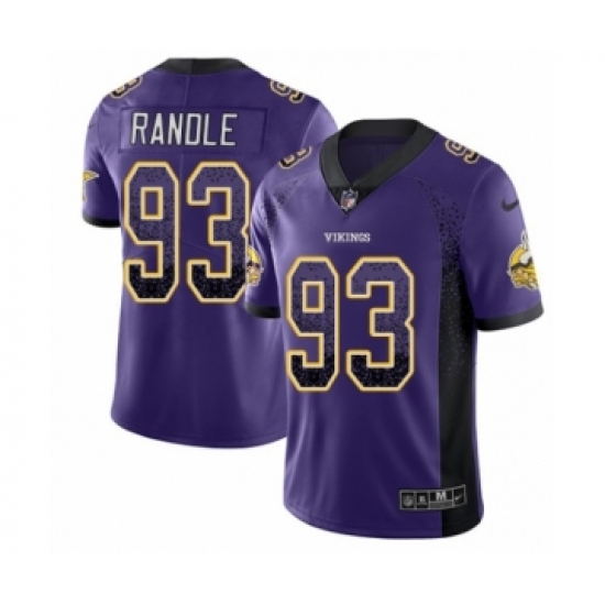 Men's Nike Minnesota Vikings 93 John Randle Limited Purple Rush Drift Fashion NFL Jersey