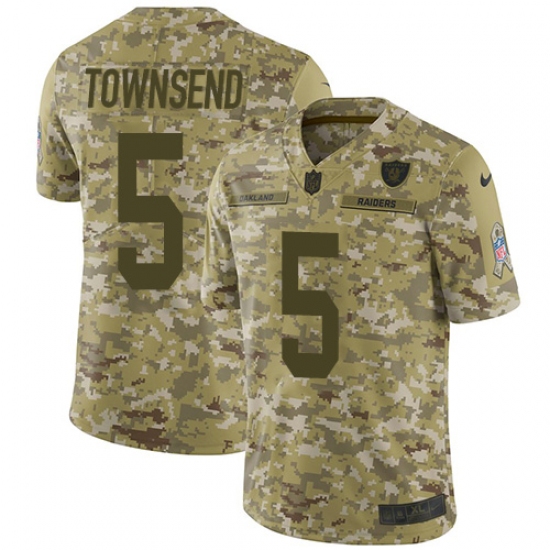 Youth Nike Oakland Raiders 5 Johnny Townsend Limited Camo 2018 Salute to Service NFL Jersey