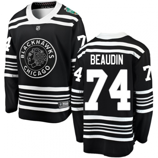 Youth Chicago Blackhawks 74 Nicolas Beaudin Black 2019 Winter Classic Fanatics Branded Breakaway NHL Jersey