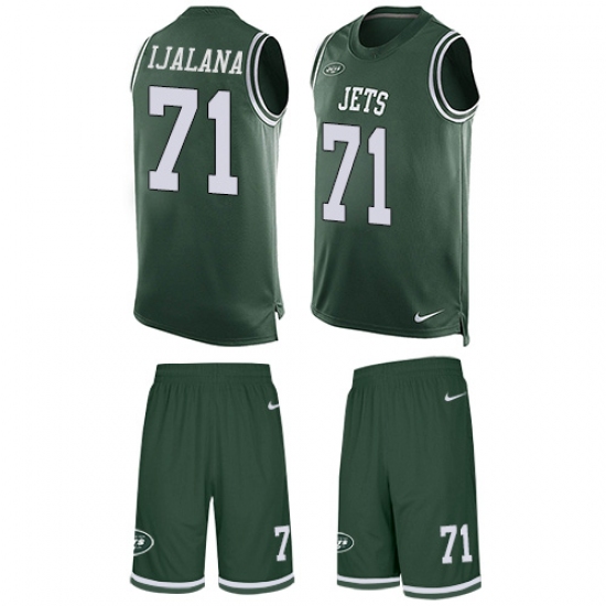 Men's Nike New York Jets 71 Ben Ijalana Limited Green Tank Top Suit NFL Jersey