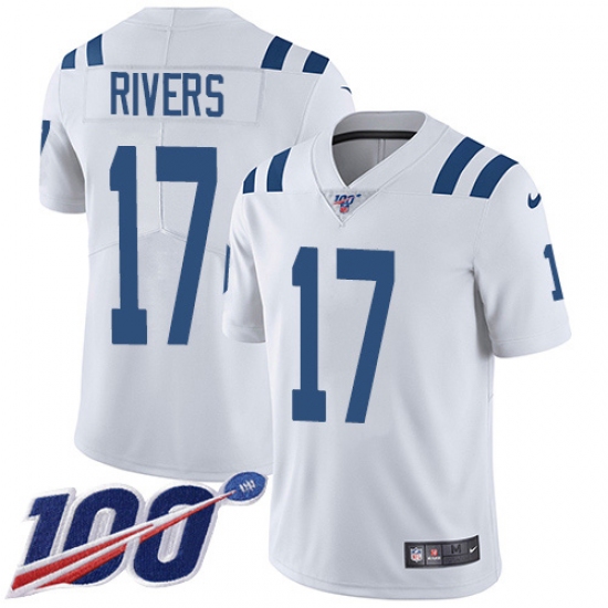 Men's Nike Indianapolis Colts 17 Philip Rivers White Stitched NFL 100th Season Vapor Untouchable Limited Jersey