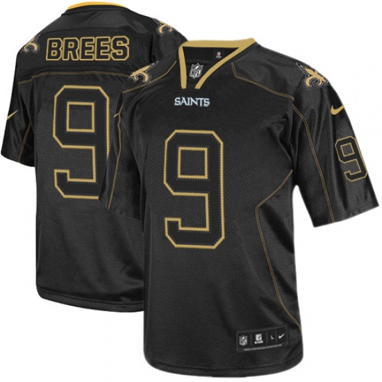 Youth Nike New Orleans Saints 9 Drew Brees Elite Lights Out Black NFL Jersey