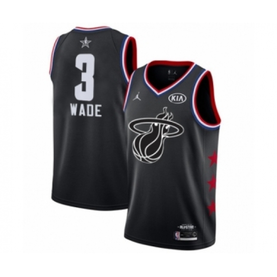 Men's Miami Heat 3 Dwyane Wade Swingman Black 2019 All-Star Game Basketball Jersey
