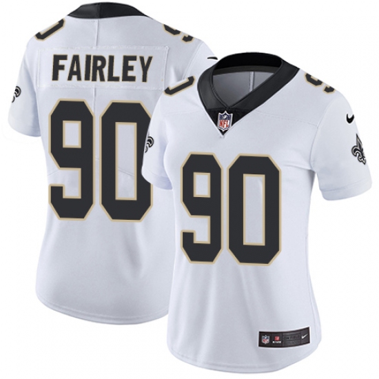 Women's Nike New Orleans Saints 90 Nick Fairley White Vapor Untouchable Limited Player NFL Jersey