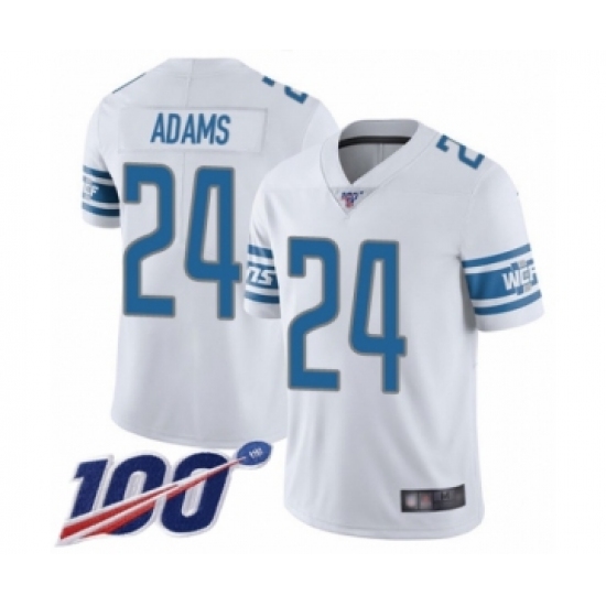 Men's Detroit Lions 24 Andrew Adams White Vapor Untouchable Limited Player 100th Season Football Jersey
