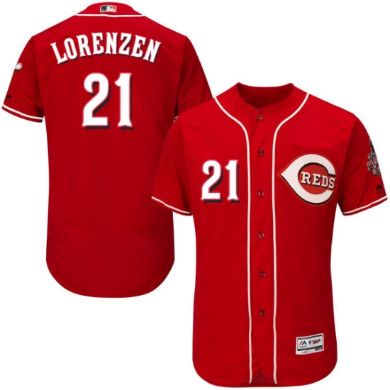 Men's Majestic Cincinnati Reds 21 Michael Lorenzen Red Alternate Flexbase Authentic Collection MLB Jersey