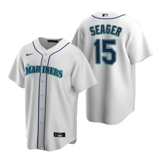 Men's Nike Seattle Mariners 15 Kyle Seager White Home Stitched Baseball Jersey