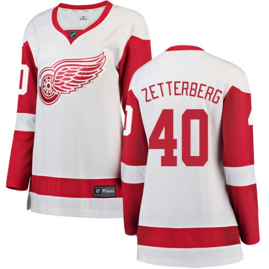 Women's Detroit Red Wings 40 Henrik Zetterberg Authentic White Away Fanatics Branded Breakaway NHL Jersey