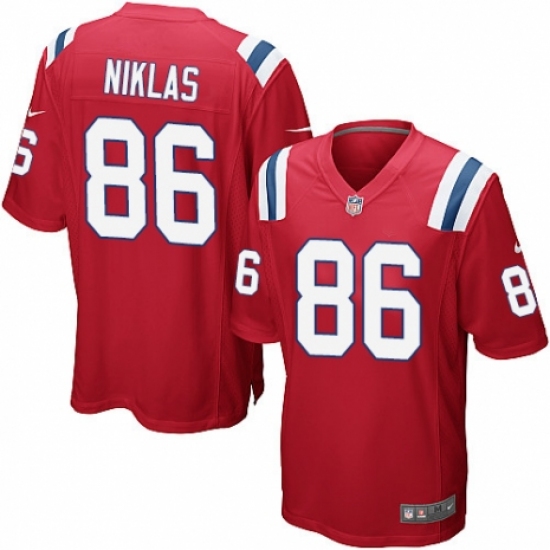 Men's Nike New England Patriots 86 Troy Niklas Game Red Alternate NFL Jersey