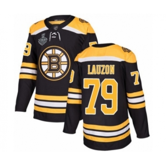 Men's Boston Bruins 79 Jeremy Lauzon Authentic Black Home 2019 Stanley Cup Final Bound Hockey Jersey