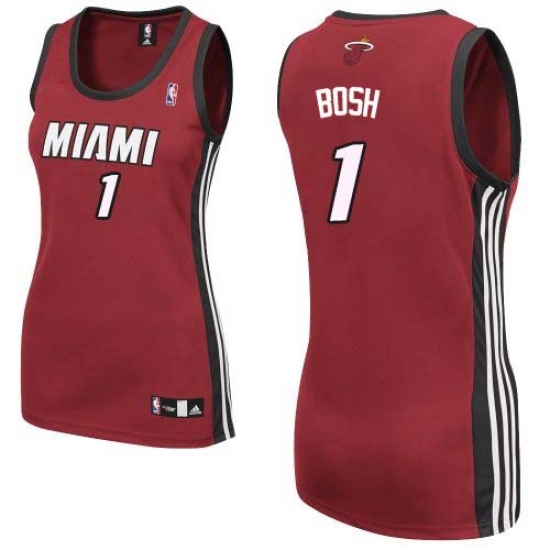 Women's Adidas Miami Heat 1 Chris Bosh Authentic Red Alternate NBA Jersey
