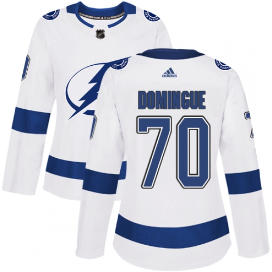 Women's Adidas Tampa Bay Lightning 70 Louis Domingue Authentic White Away NHL Jersey