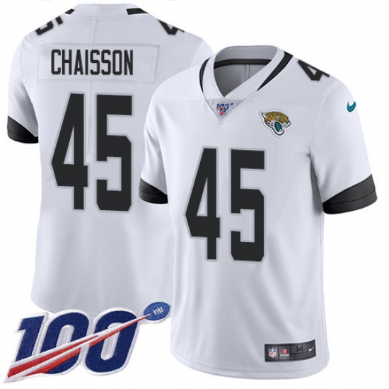 Youth Jacksonville Jaguars 45 K'Lavon Chaisson White Stitched NFL 100th Season Vapor Untouchable Limited Jersey