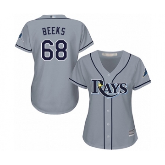 Women's Tampa Bay Rays 68 Jalen Beeks Authentic Grey Road Cool Base Baseball Player Jersey