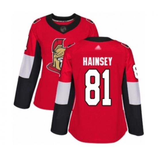 Women's Ottawa Senators 81 Ron Hainsey Authentic Red Home Hockey Jersey