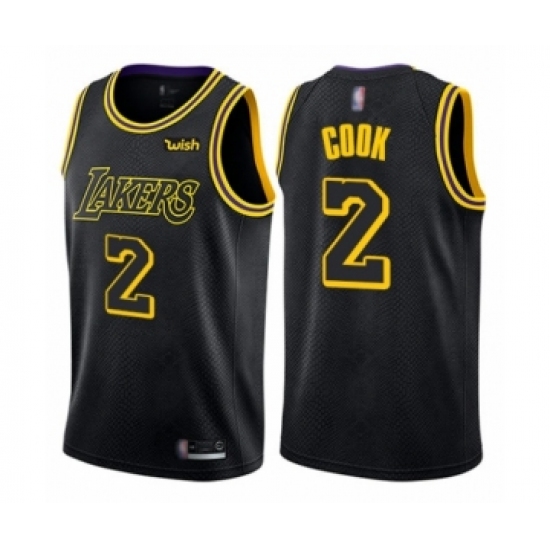 Men's Los Angeles Lakers 2 Quinn Cook Authentic Black City Edition Basketball Jersey