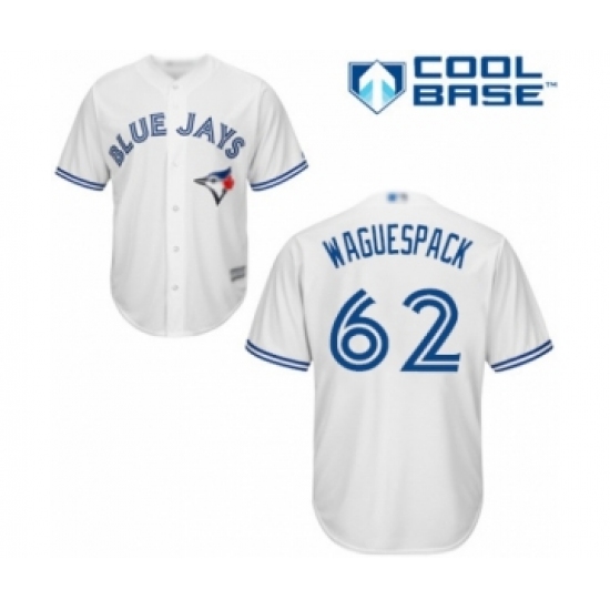 Youth Toronto Blue Jays 62 Jacob Waguespack Authentic White Home Baseball Player Jersey