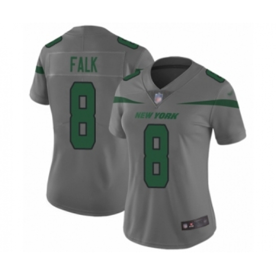 Women's New York Jets 8 Luke Falk Limited Gray Inverted Legend Football Jersey