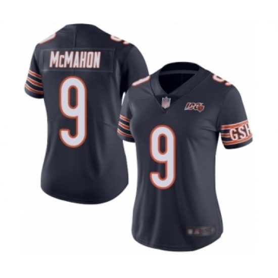 Women's Chicago Bears 9 Jim McMahon Navy Blue Team Color 100th Season Limited Football Jersey