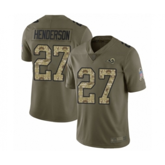Youth Los Angeles Rams 27 Darrell Henderson Limited Olive Camo 2017 Salute to Service Football Jersey