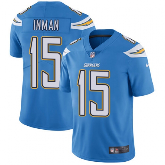 Youth Nike Los Angeles Chargers 15 Dontrelle Inman Elite Electric Blue Alternate NFL Jersey