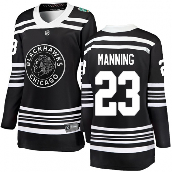 Women's Chicago Blackhawks 23 Brandon Manning Black 2019 Winter Classic Fanatics Branded Breakaway NHL Jersey