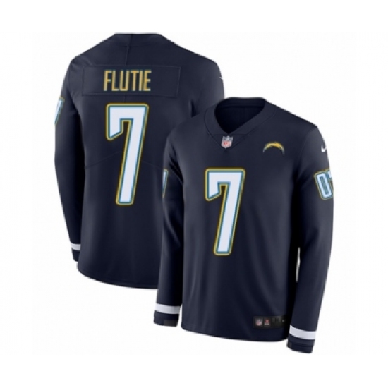 Men's Nike Los Angeles Chargers 7 Doug Flutie Limited Navy Blue Therma Long Sleeve NFL Jersey