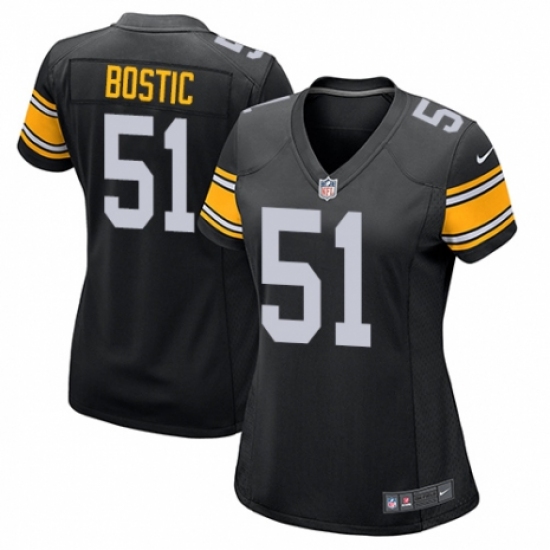 Women's Nike Pittsburgh Steelers 51 Jon Bostic Game Black Alternate NFL Jersey