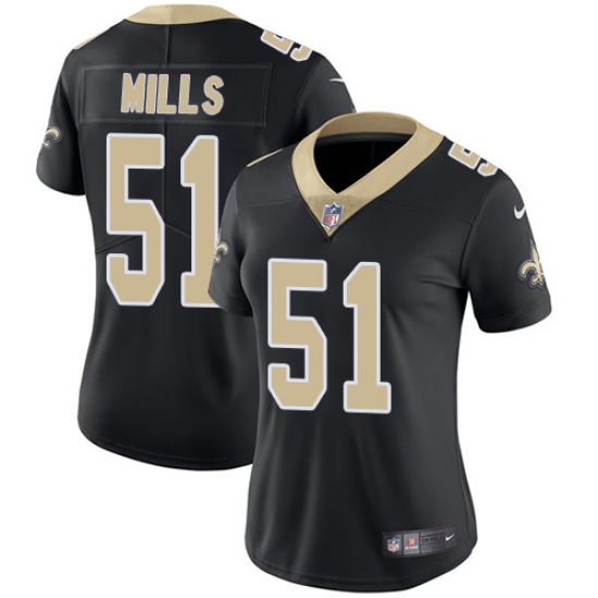 Women's Nike New Orleans Saints 51 Sam Mills Black Team Color Vapor Untouchable Limited Player NFL Jersey