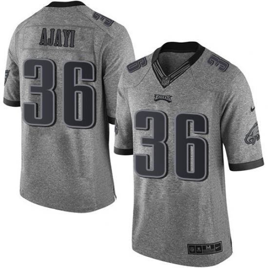 Men's Nike Philadelphia Eagles 36 Jay Ajayi Limited Gray Gridiron NFL Jersey