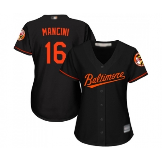 Women's Baltimore Orioles 16 Trey Mancini Replica Black Alternate Cool Base Baseball Jersey