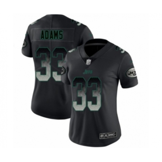Women's New York Jets 33 Jamal Adams Limited Black Smoke Fashion Football Jersey
