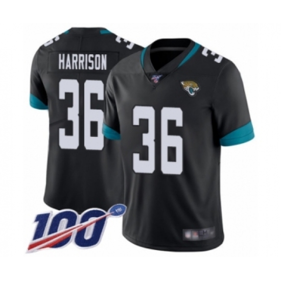 Men's Jacksonville Jaguars 36 Ronnie Harrison Black Team Color Vapor Untouchable Limited Player 100th Season Football Jersey