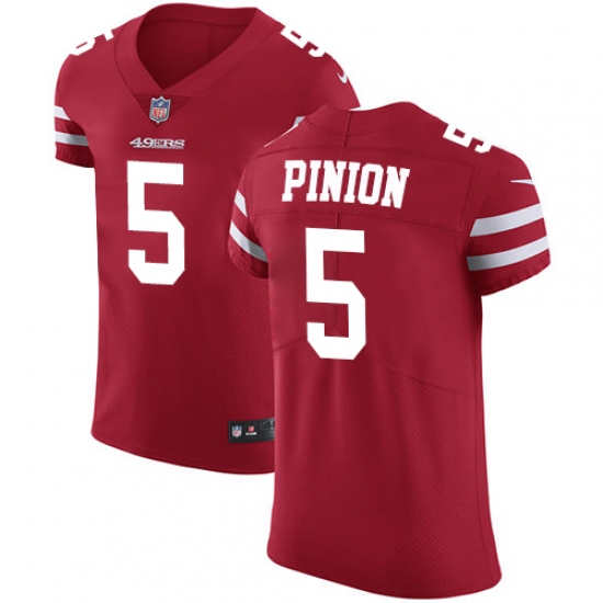 Men's Nike San Francisco 49ers 5 Bradley Pinion Red Team Color Vapor Untouchable Elite Player NFL Jersey