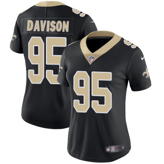 Women's Nike New Orleans Saints 95 Tyeler Davison Black Team Color Vapor Untouchable Limited Player NFL Jersey