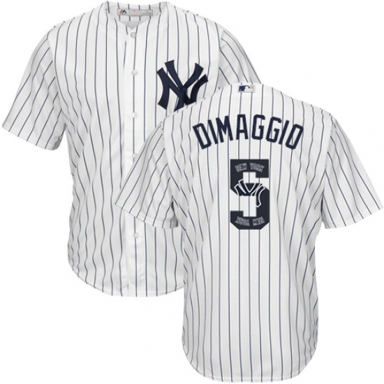 Men's Majestic New York Yankees 5 Joe DiMaggio Authentic White Team Logo Fashion MLB Jersey