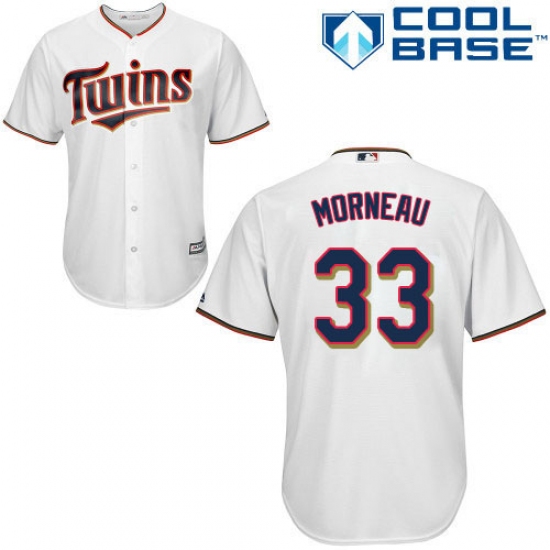Youth Majestic Minnesota Twins 33 Justin Morneau Authentic White Home Cool Base MLB Jersey