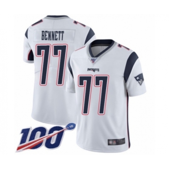Men's New England Patriots 77 Michael Bennett White Vapor Untouchable Limited Player 100th Season Football Jersey