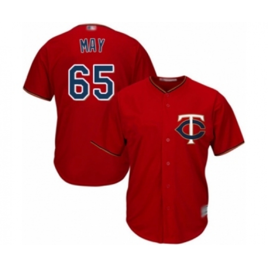 Youth Minnesota Twins 65 Trevor May Authentic Scarlet Alternate Cool Base Baseball Player Jersey