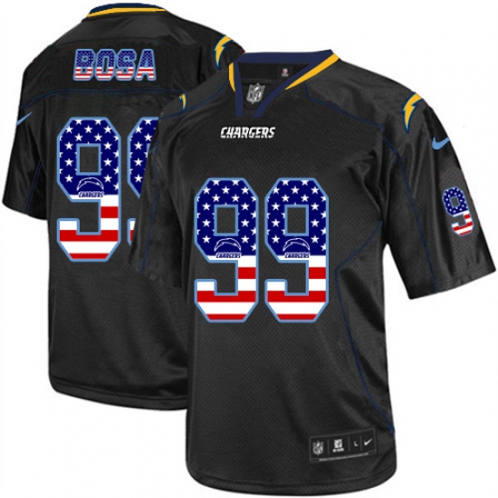 Men's Nike Los Angeles Chargers 99 Joey Bosa Elite Black USA Flag Fashion NFL Jersey