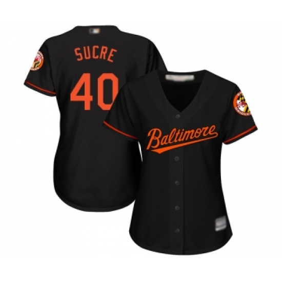 Women's Baltimore Orioles 40 Jesus Sucre Replica Black Alternate Cool Base Baseball Jersey