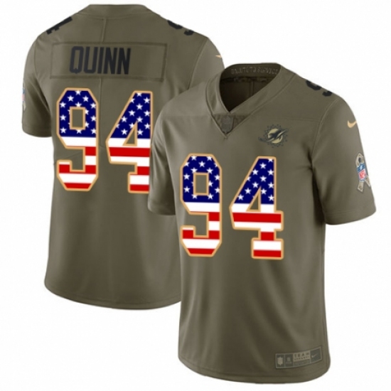 Men's Nike Miami Dolphins 94 Robert Quinn Limited Olive/USA Flag 2017 Salute to Service NFL Jersey