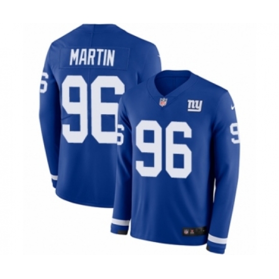 Men's Nike New York Giants 96 Kareem Martin Limited Royal Blue Therma Long Sleeve NFL Jersey