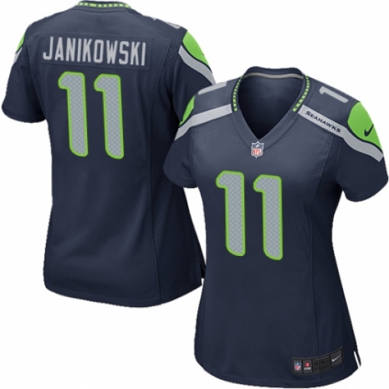 Women's Nike Seattle Seahawks 11 Sebastian Janikowski Game Navy Blue Team Color NFL Jersey