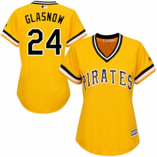 Women's Majestic Pittsburgh Pirates 24 Tyler Glasnow Authentic Gold Alternate Cool Base MLB Jersey