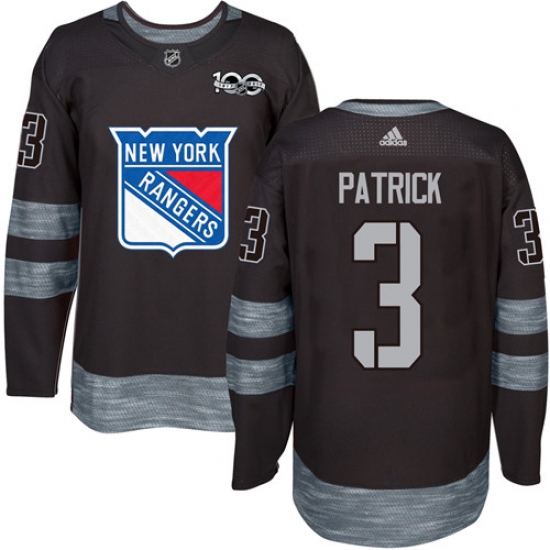 Men's Adidas New York Rangers 3 James Patrick Authentic Black 1917-2017 100th Anniversary NHL Jersey